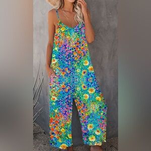 Floral Multicolor Jumpsuit with Pockets!